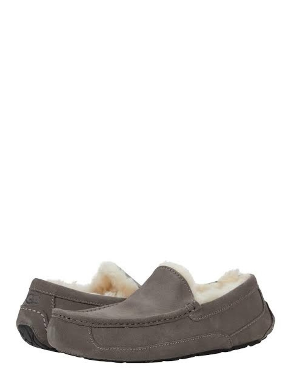 Ugh Ascot Men’s Charcoal Suede Shearling Moccasin Slippers Size 9